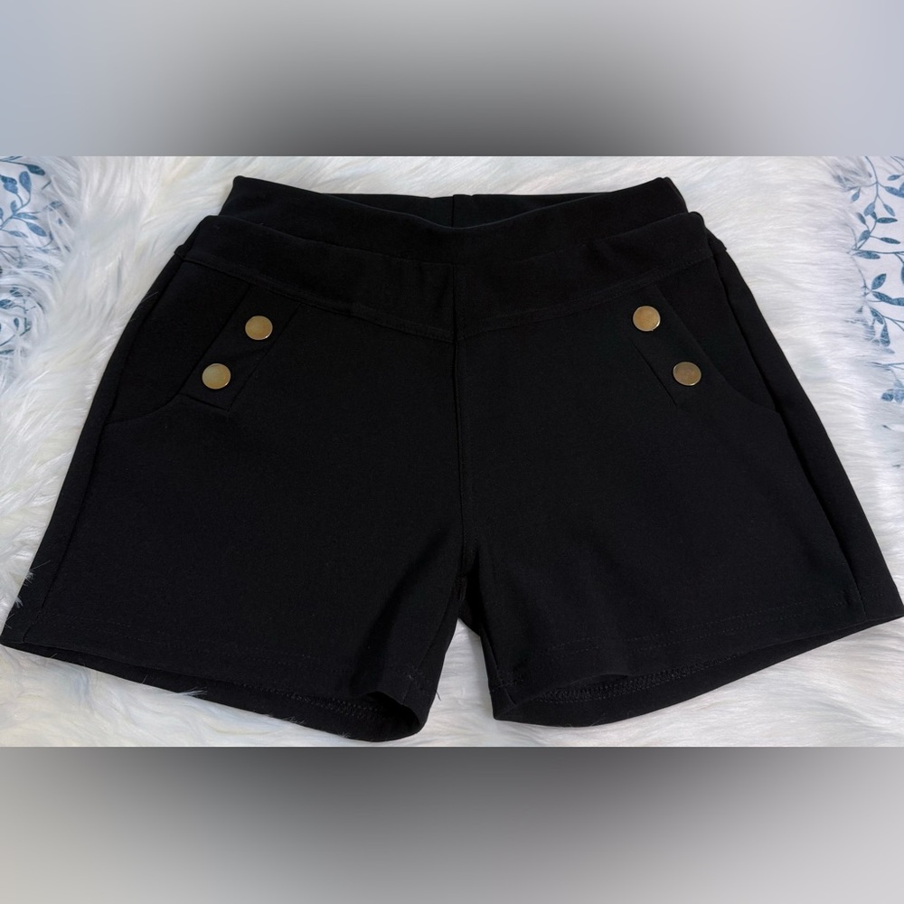 Moda Black Women's Cargo Shorts with Gold Button Accents